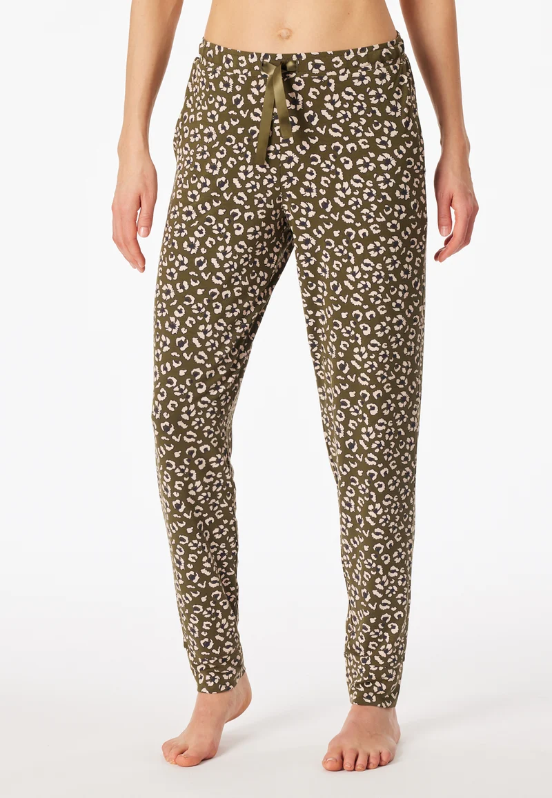 Hose mit Bündchen Khaki gemustert - Mix+Relax