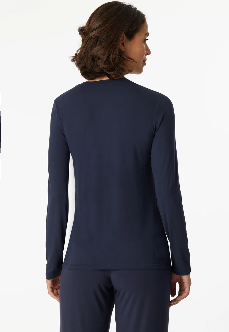 Shirt V-Ausschnitt mit Knopfleiste Dunkelblau - Mix+Relax