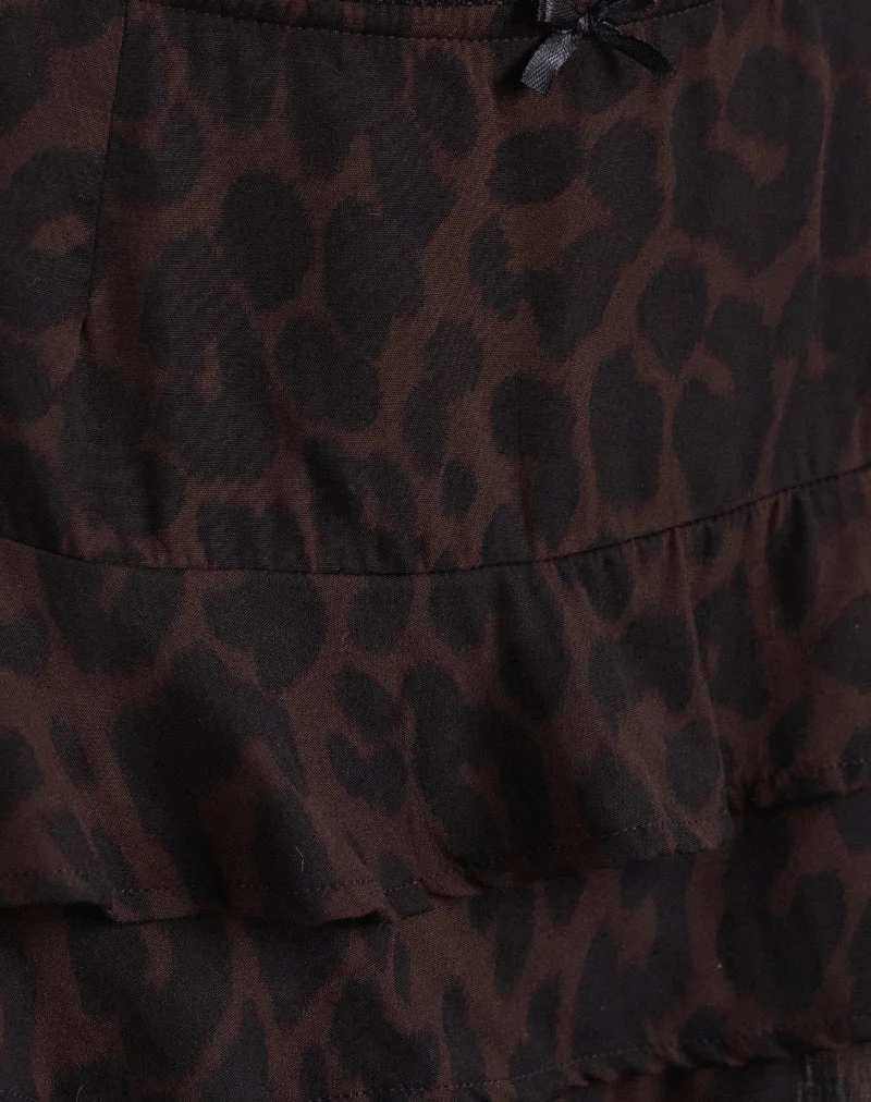 Minijupe Camigi, imprimé jaguar marron