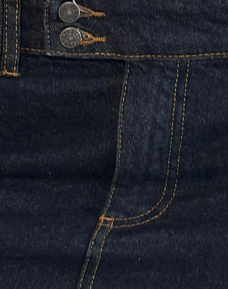 Jupe en micro denim rigide, indigo