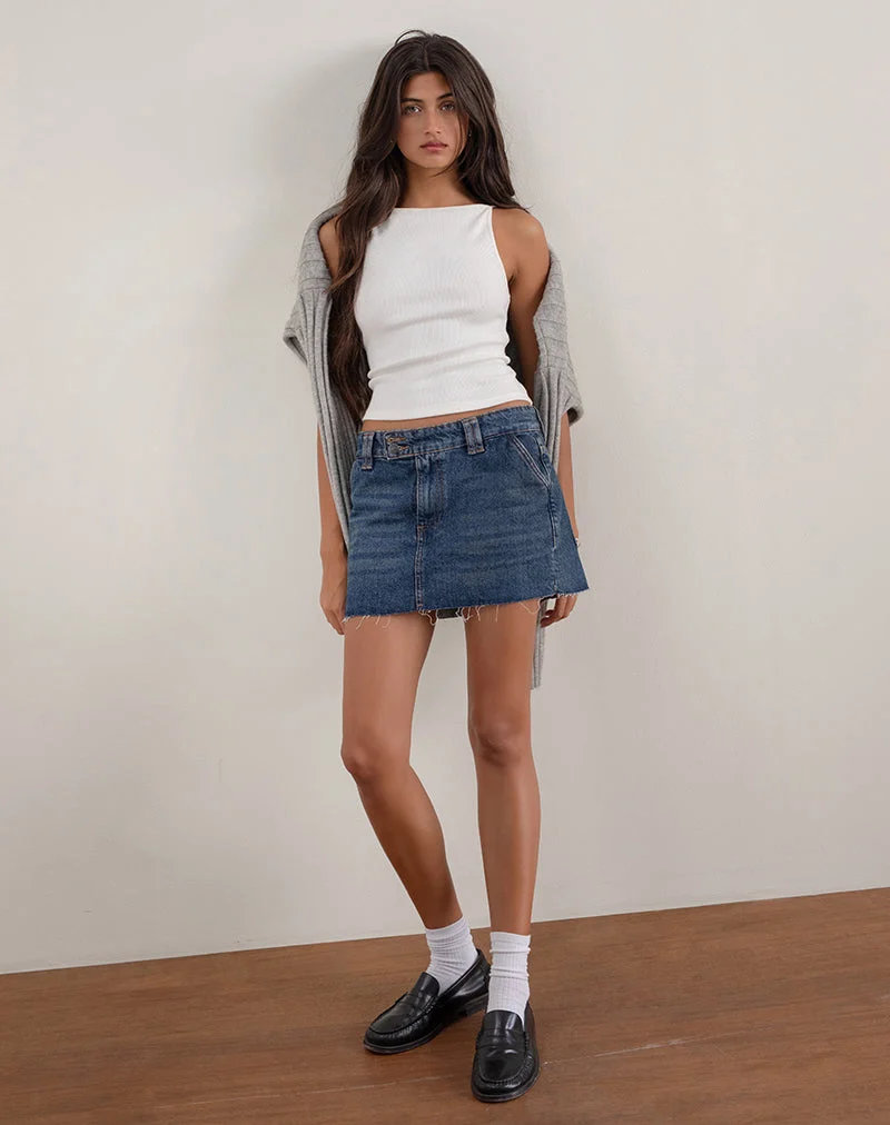 Jupe en micro denim rigide, bleu patrimoine