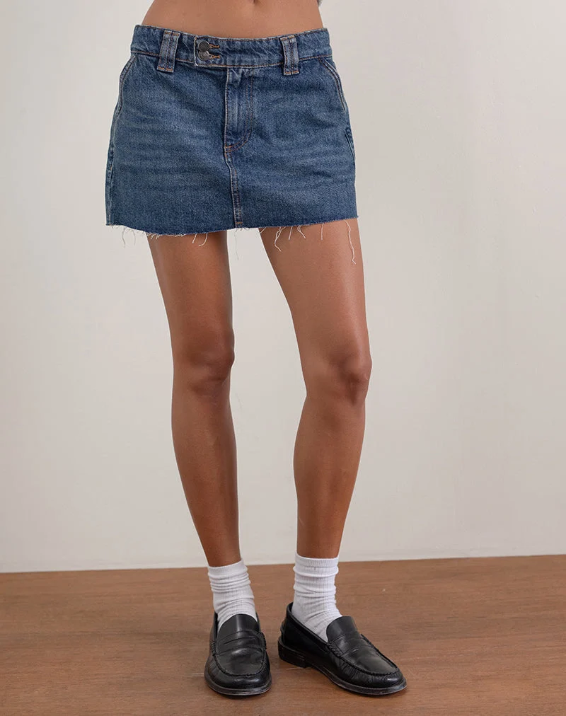 Jupe en micro denim rigide, bleu patrimoine