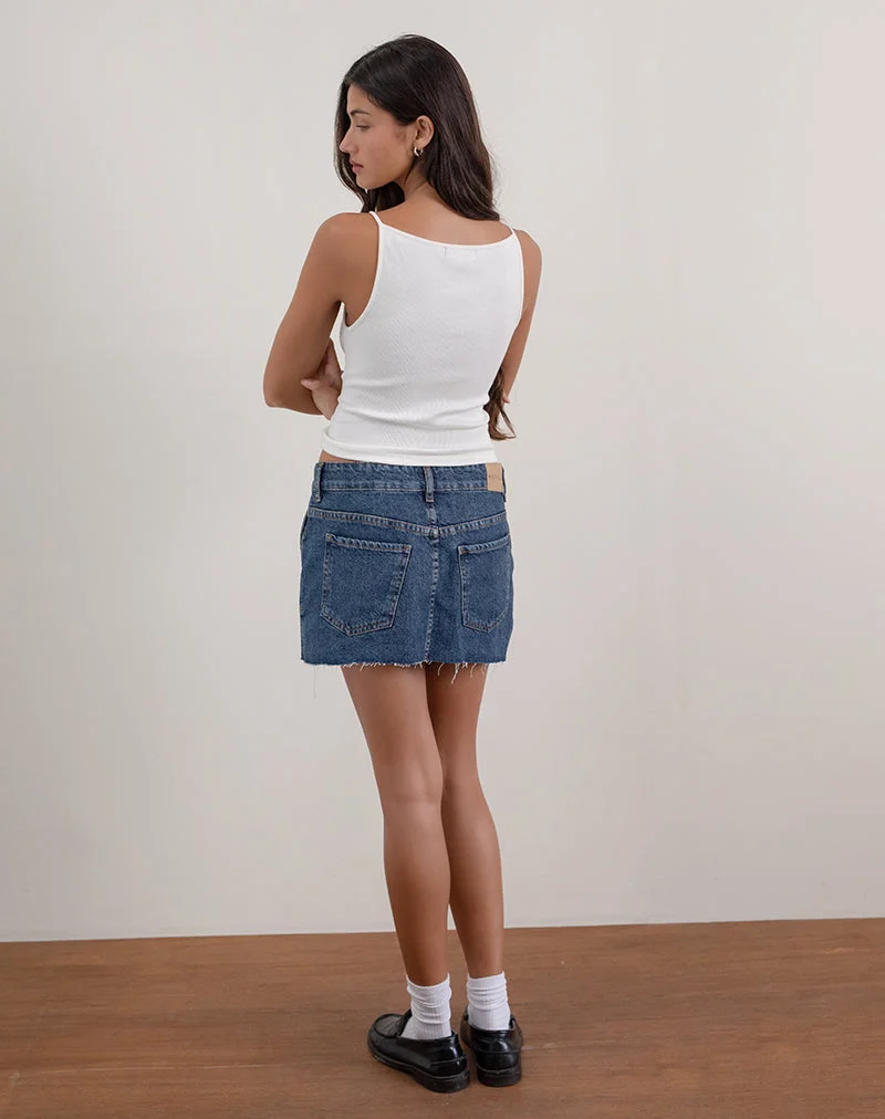 Jupe en micro denim rigide, bleu patrimoine