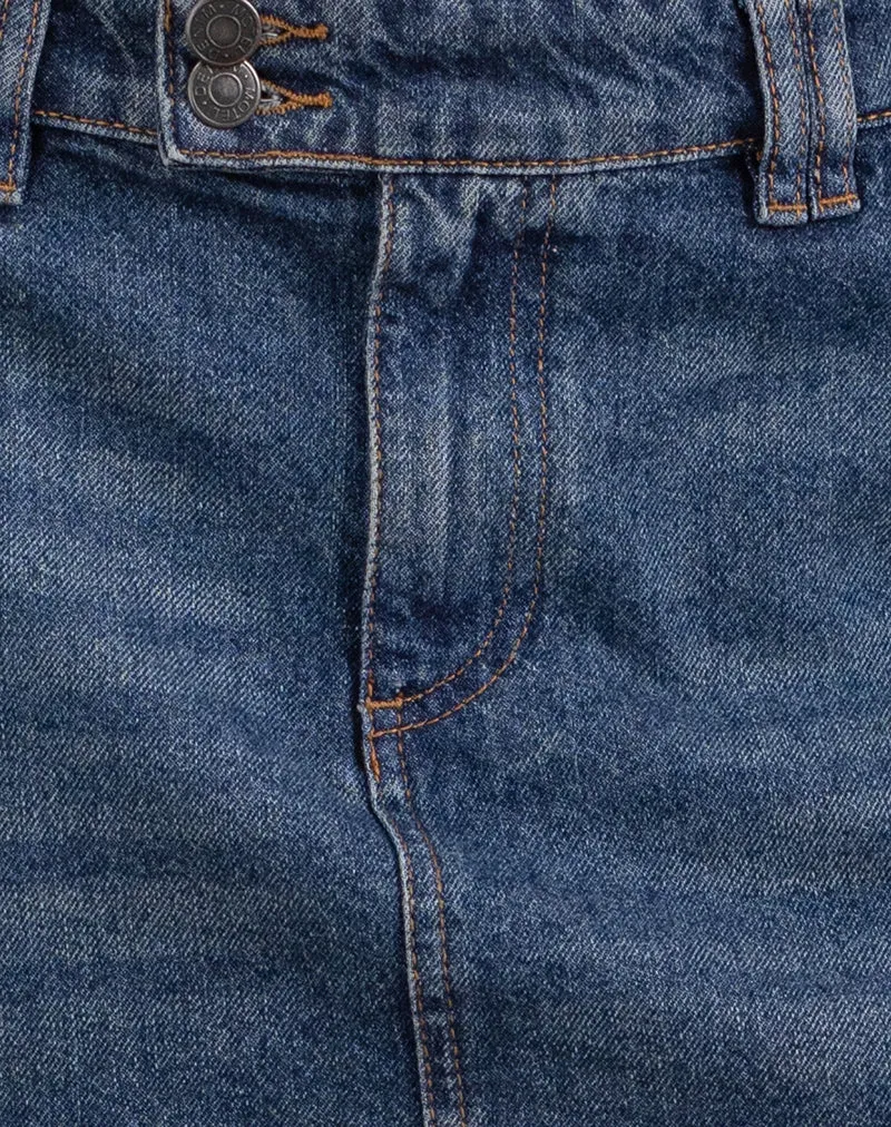Jupe en micro denim rigide, bleu patrimoine