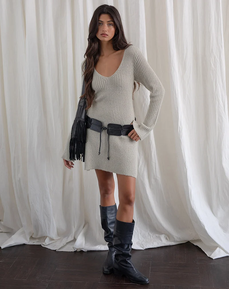 Robe Meghan en tricot à côtes plus larges écru