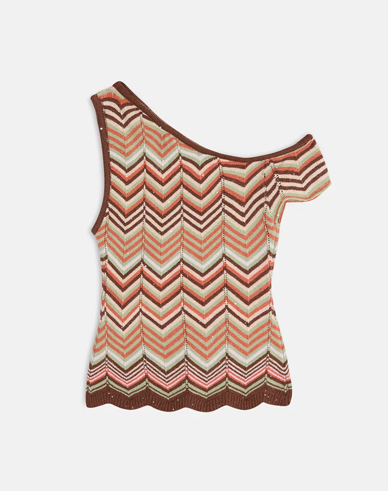 Haut à épaules dénudées Aisling, rayures multicolores vertes