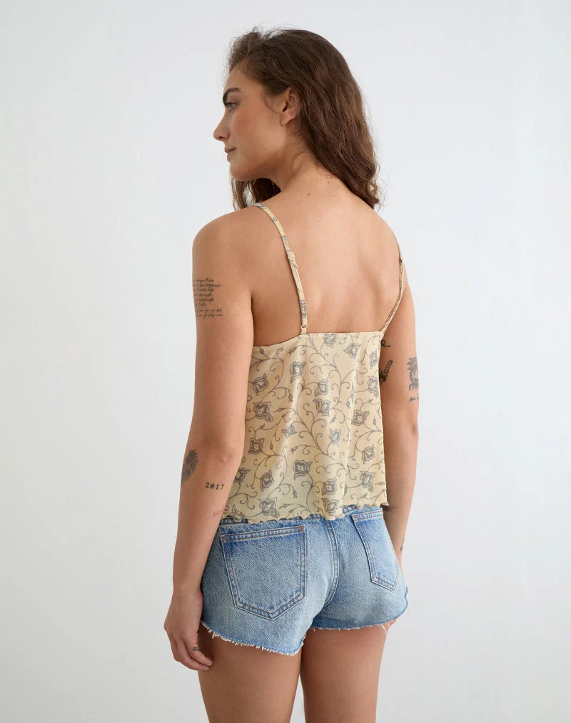 Haut Merida, motif « Winding Ivy », jaune pâle
