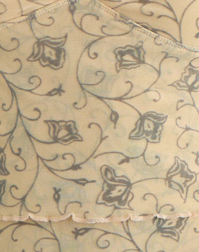 Haut Merida, motif « Winding Ivy », jaune pâle