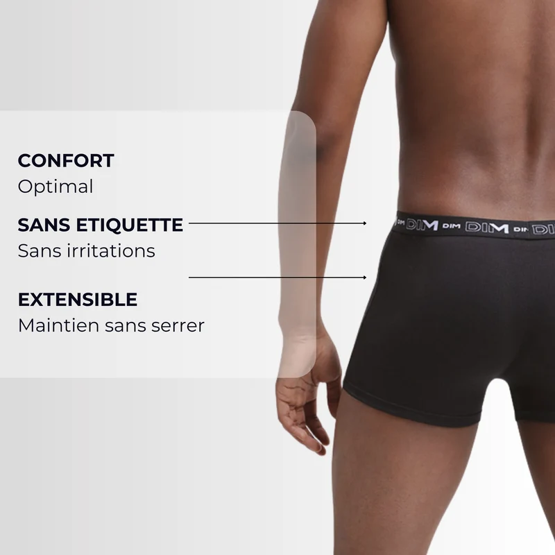 Lot de 3 boxers noir Homme en coton stretch