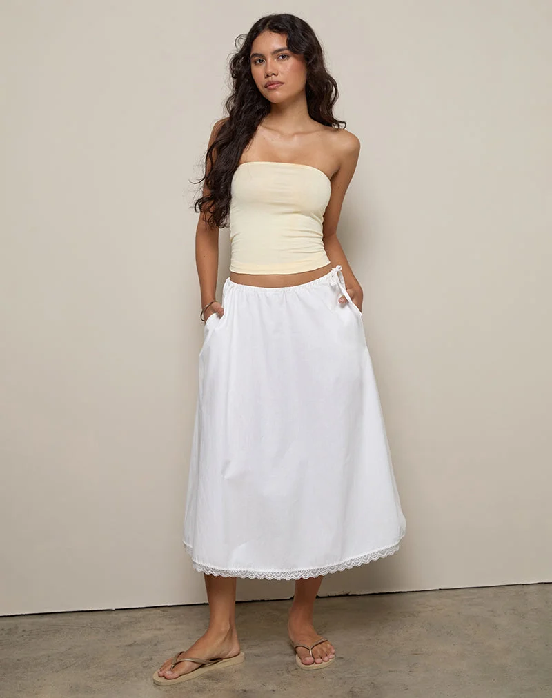 Jupe midi Taka en popeline blanche