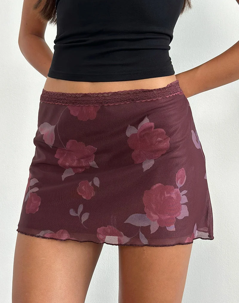 Minijupe Jeor, Blooming Rose Burgundy