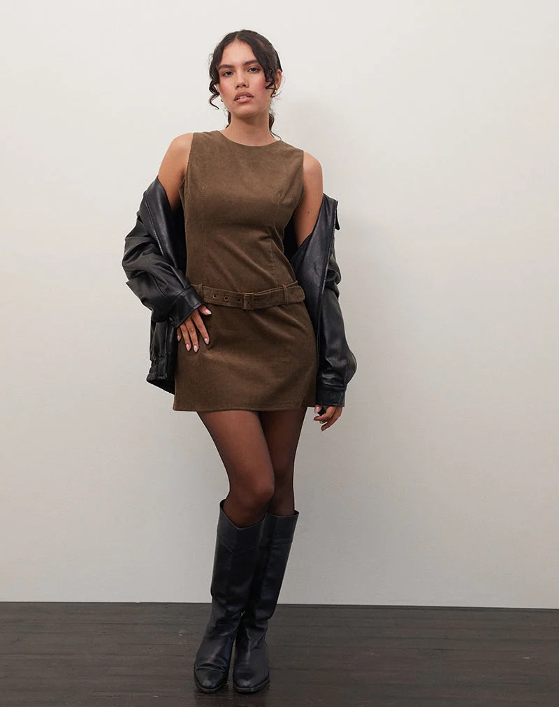 Mini robe Dilshan en Babycord marron