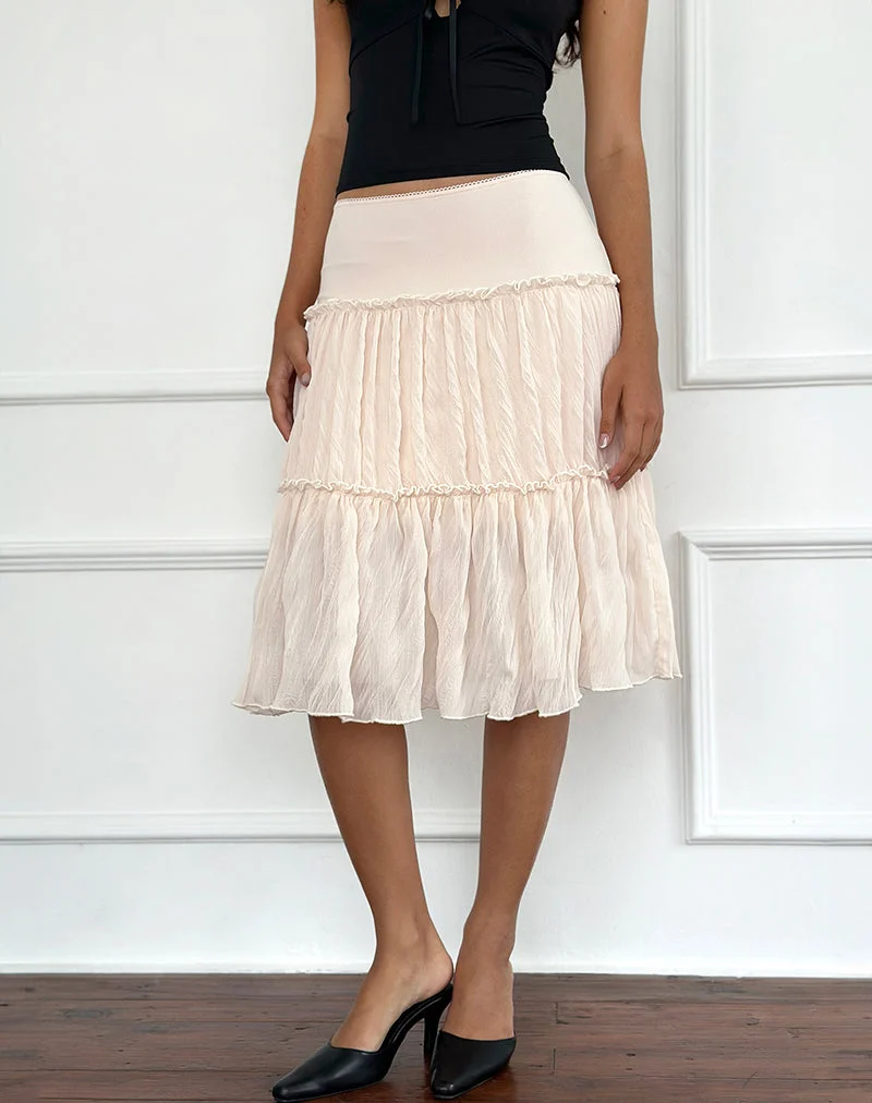 Anahita Tiered Skirt in Chiffon Buttercream (jupe à volants en mousseline)