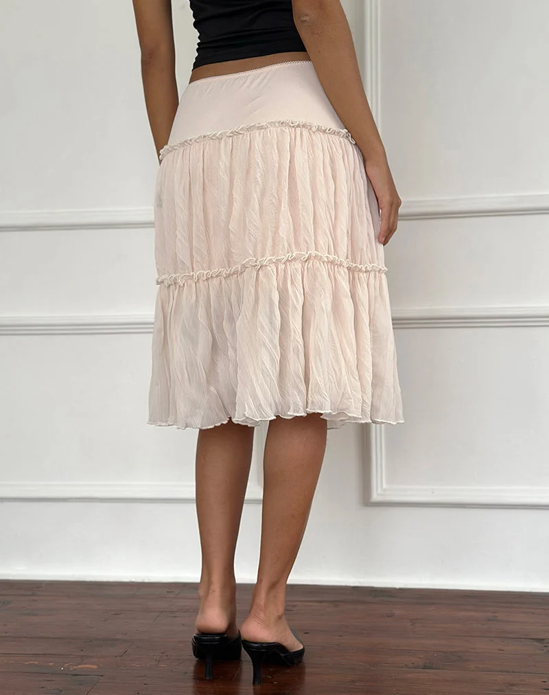 Anahita Tiered Skirt in Chiffon Buttercream (jupe à volants en mousseline)