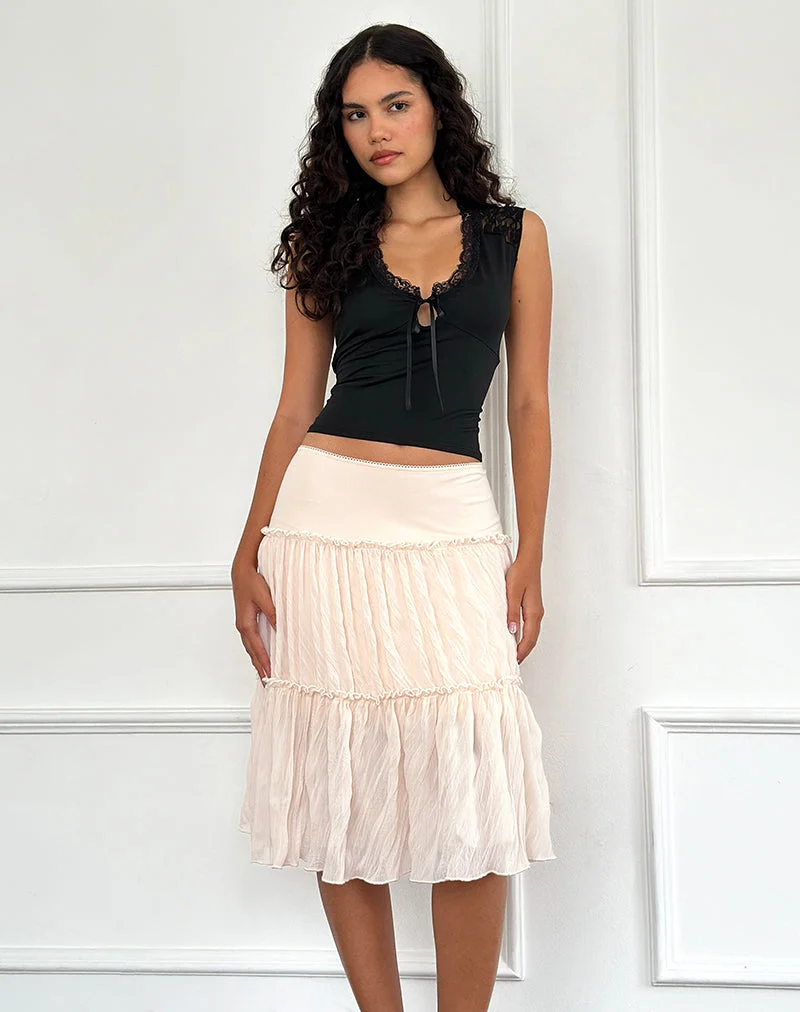 Anahita Tiered Skirt in Chiffon Buttercream (jupe à volants en mousseline)