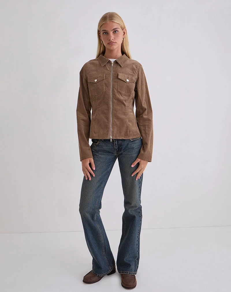 Rohana Veste ajustée en Baby Cord Walnut Brown