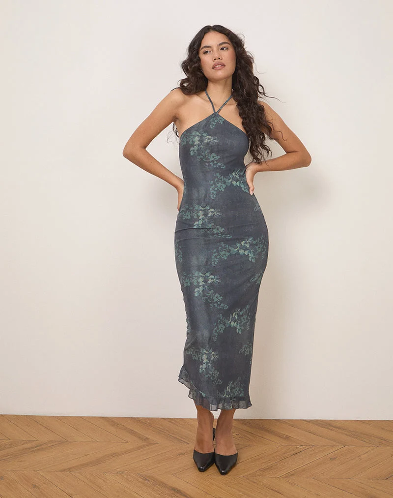Robe midi Ribka, vert botanique délavé