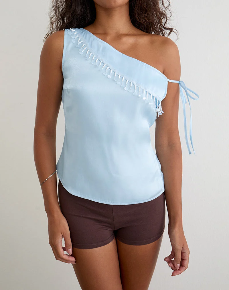 Haut Dalvia en organza satiné bleu clair