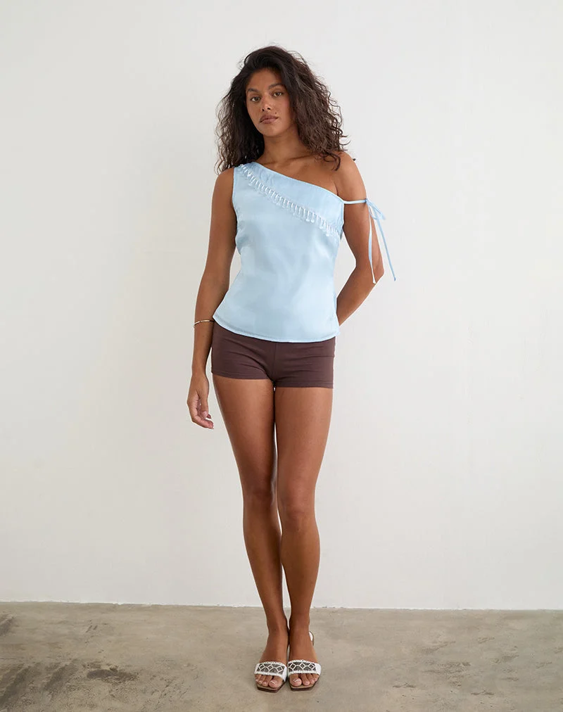 Haut Dalvia en organza satiné bleu clair