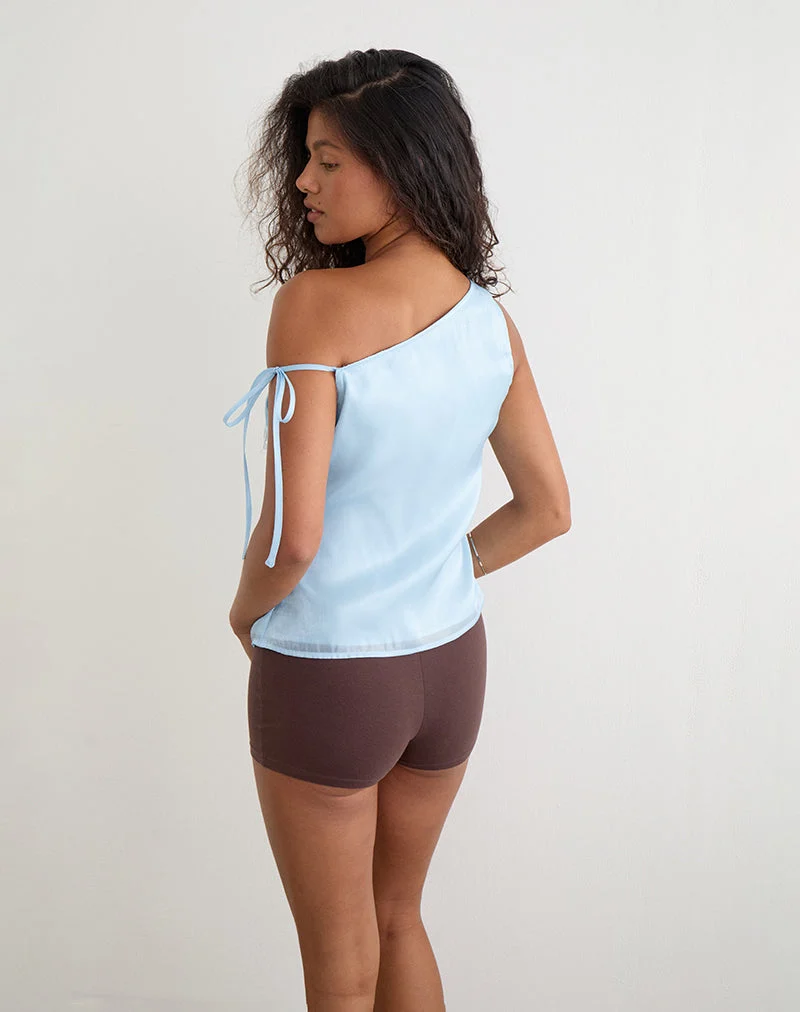 Haut Dalvia en organza satiné bleu clair