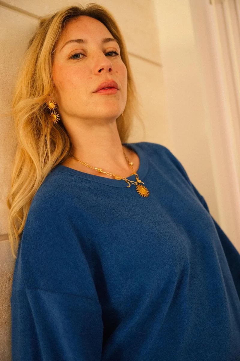 Robe Sweat Cocoon Coton BIO - Bleu Klein