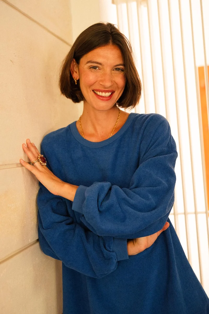 Robe Sweat Cocoon Coton BIO - Bleu Klein