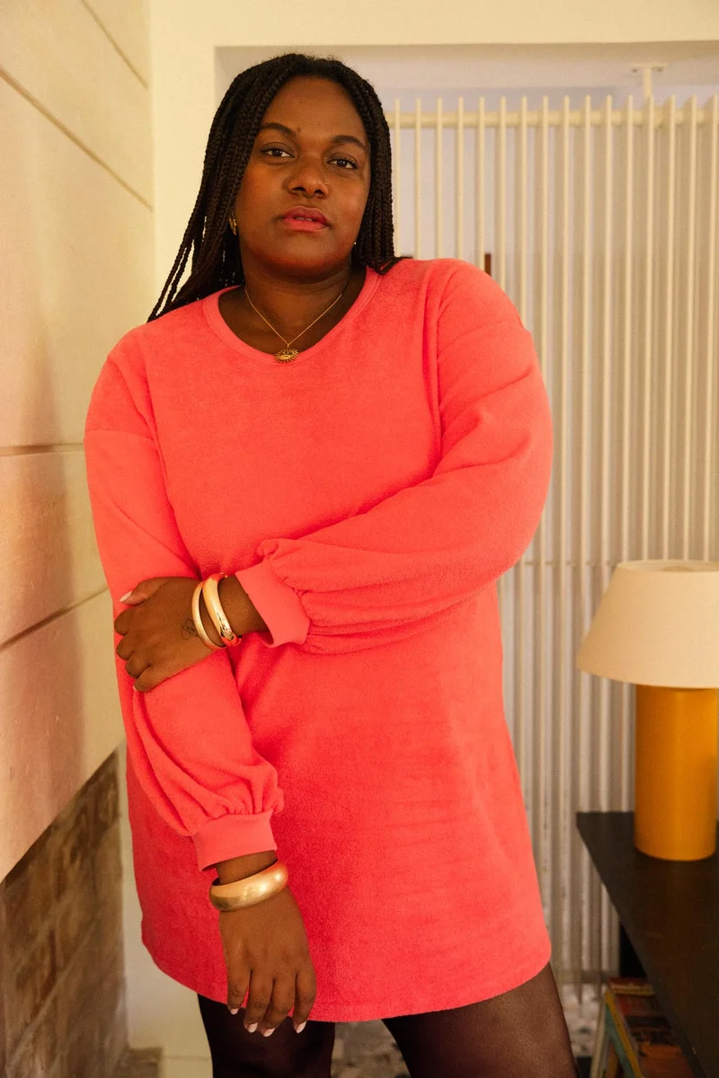 Robe Sweat Cocoon Coton BIO - Rose