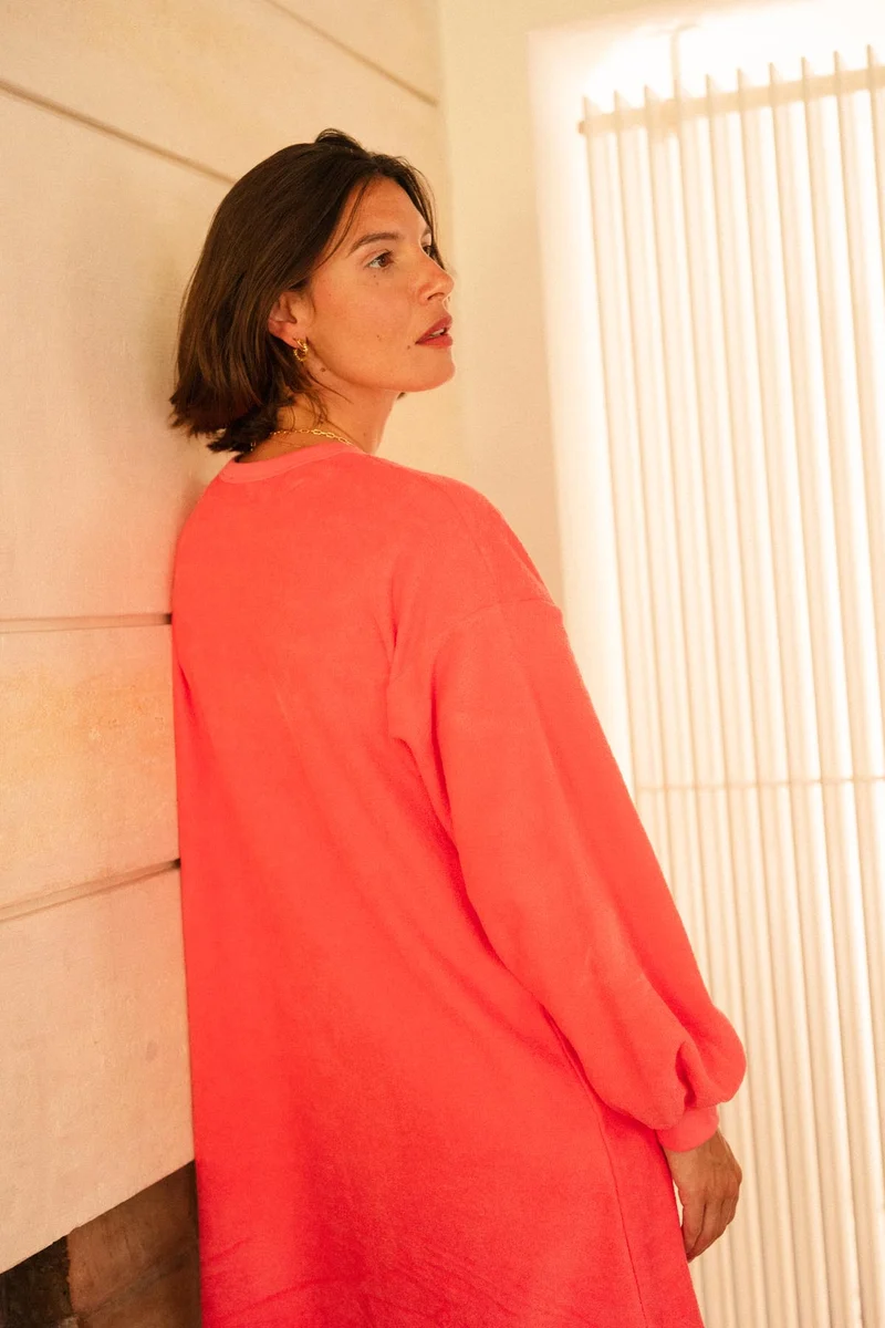 Robe Sweat Cocoon Coton BIO - Rose