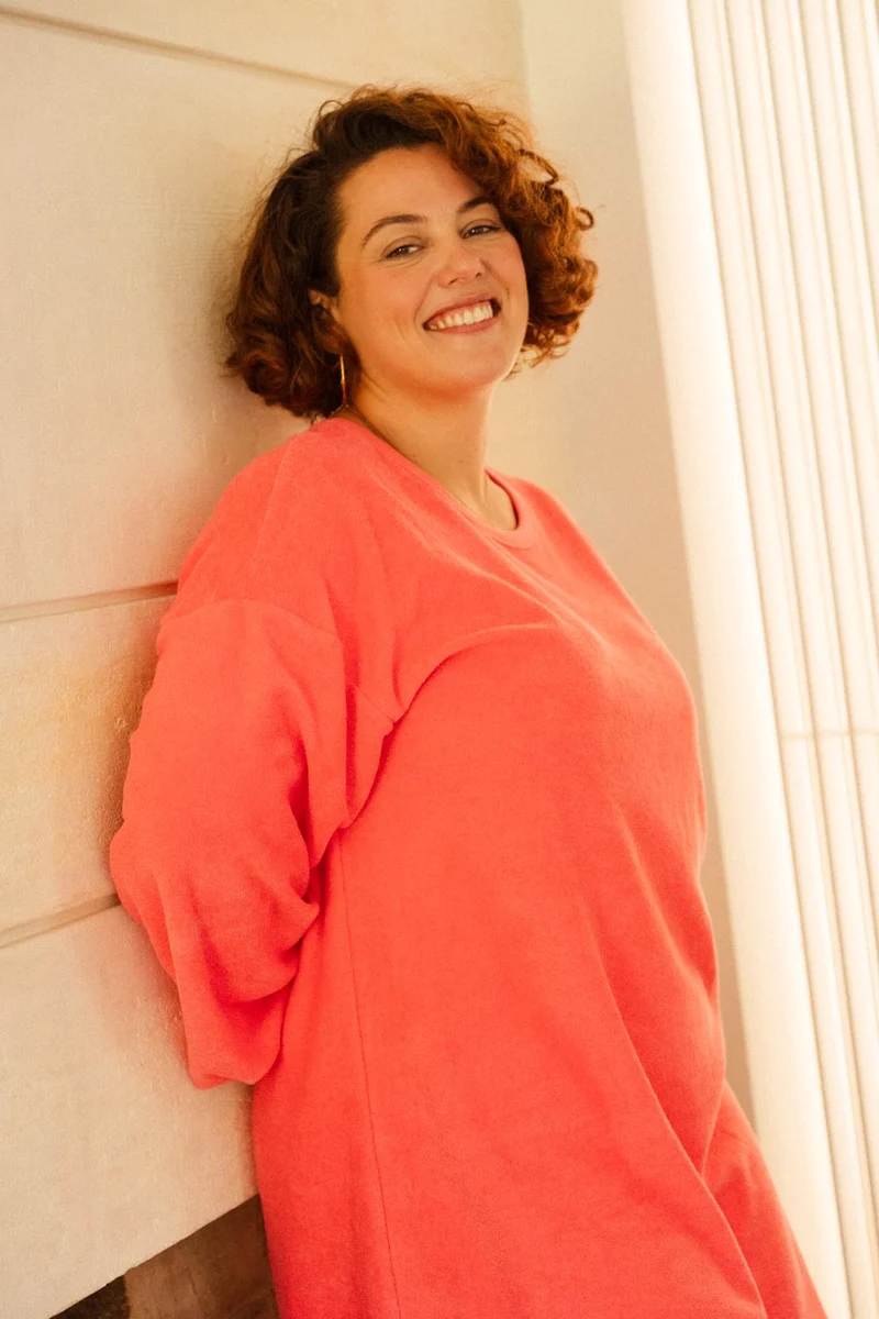 Robe Sweat Cocoon Coton BIO - Rose