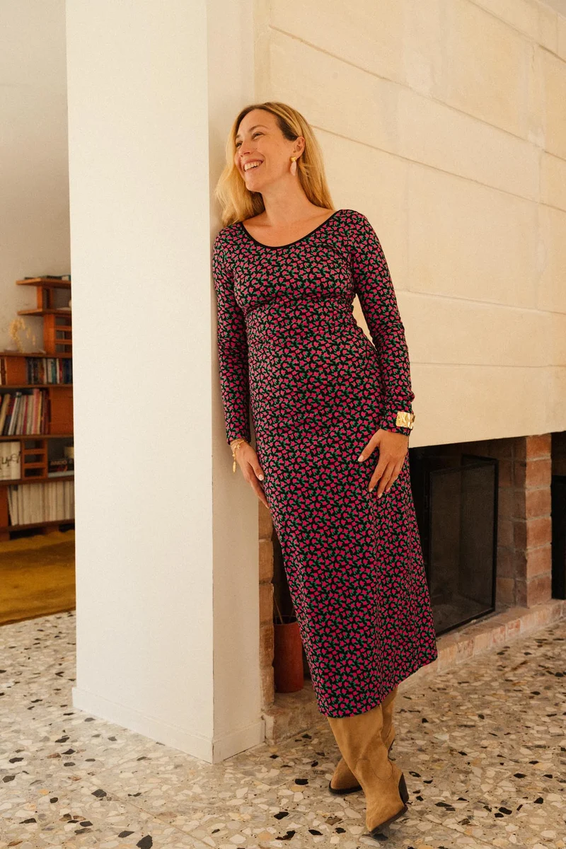 Robe Tube Coton - Mini Fleurs Fuchsia