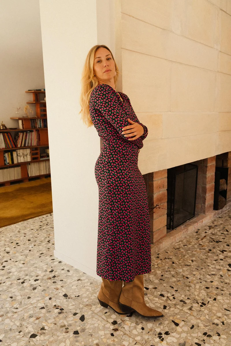 Robe Tube Coton - Mini Fleurs Fuchsia