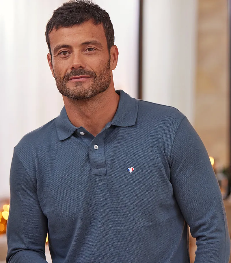 Polo Homme Manches Longues Azur - Iconique