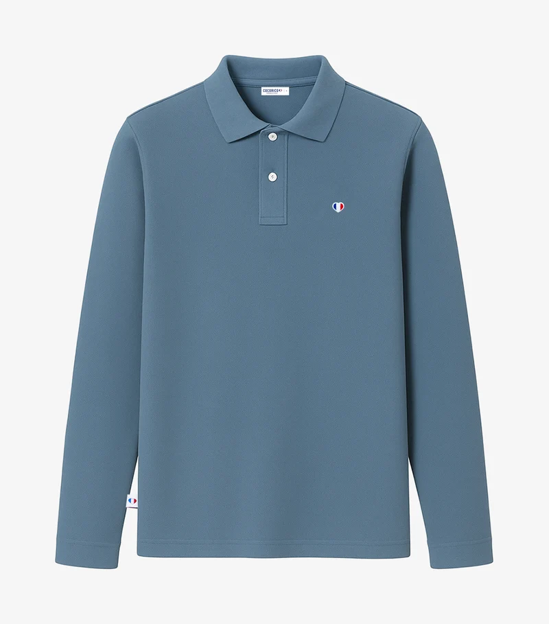 Polo Homme Manches Longues Azur - Iconique