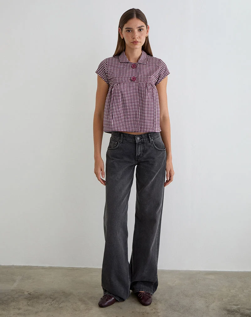 Chemise Kaelus en mini-vichy couleur vin