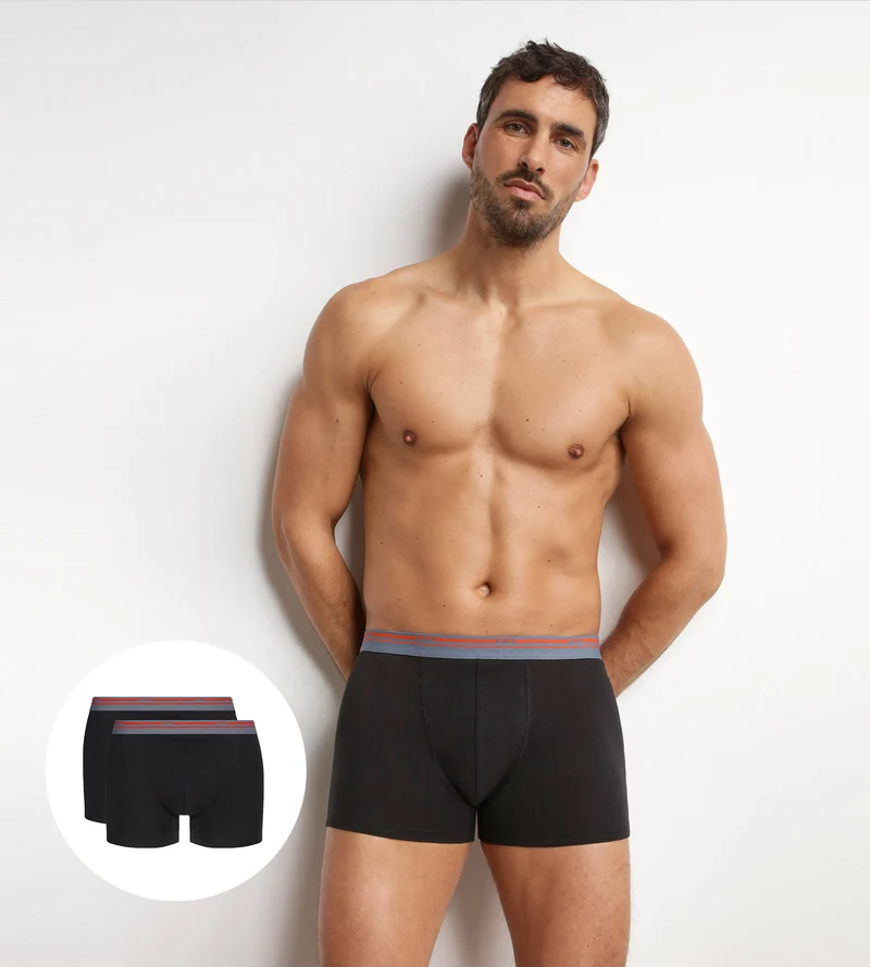 Lot de 2 boxers coton stretch Noir pour homme Daily Colors