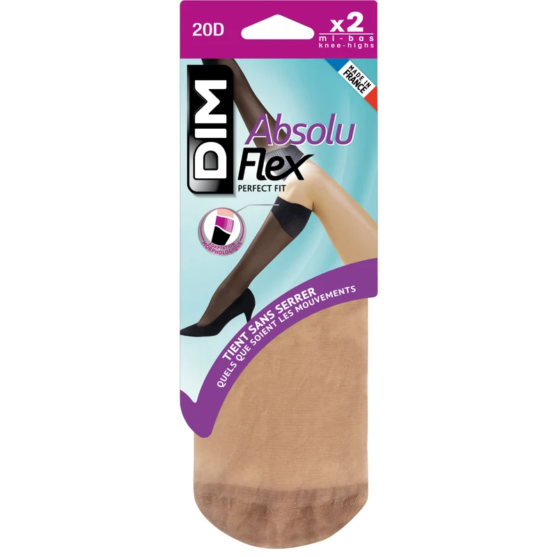 Lot de 2 mi-bas caramel AbsoluFlex transparents 20D