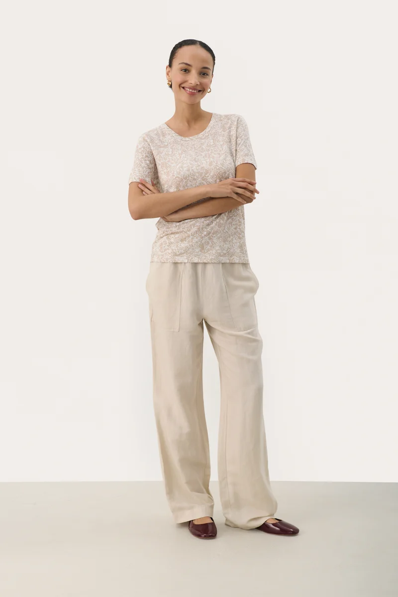 T-shirt en lin avec imprimé floral Nacima