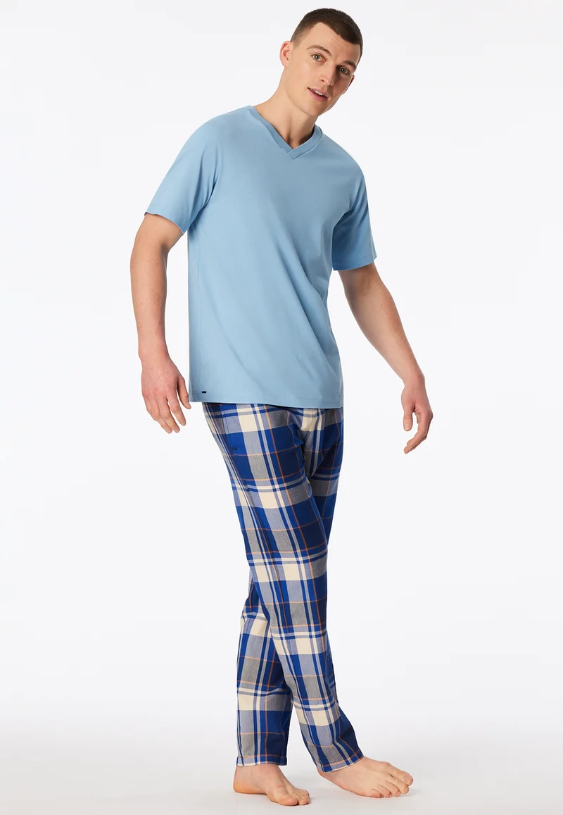 T-Shirt V-Ausschnitt Blau - Mix+Relax