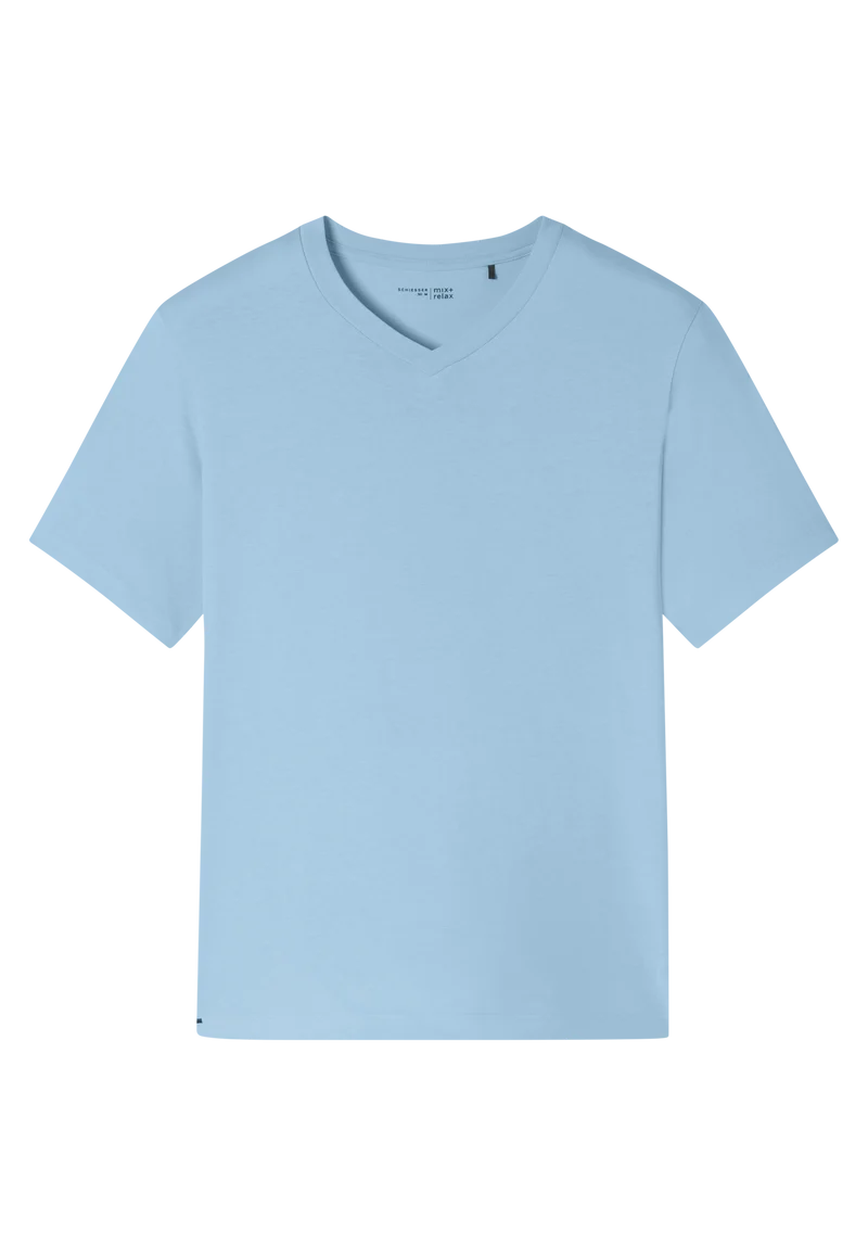 T-Shirt V-Ausschnitt Blau - Mix+Relax