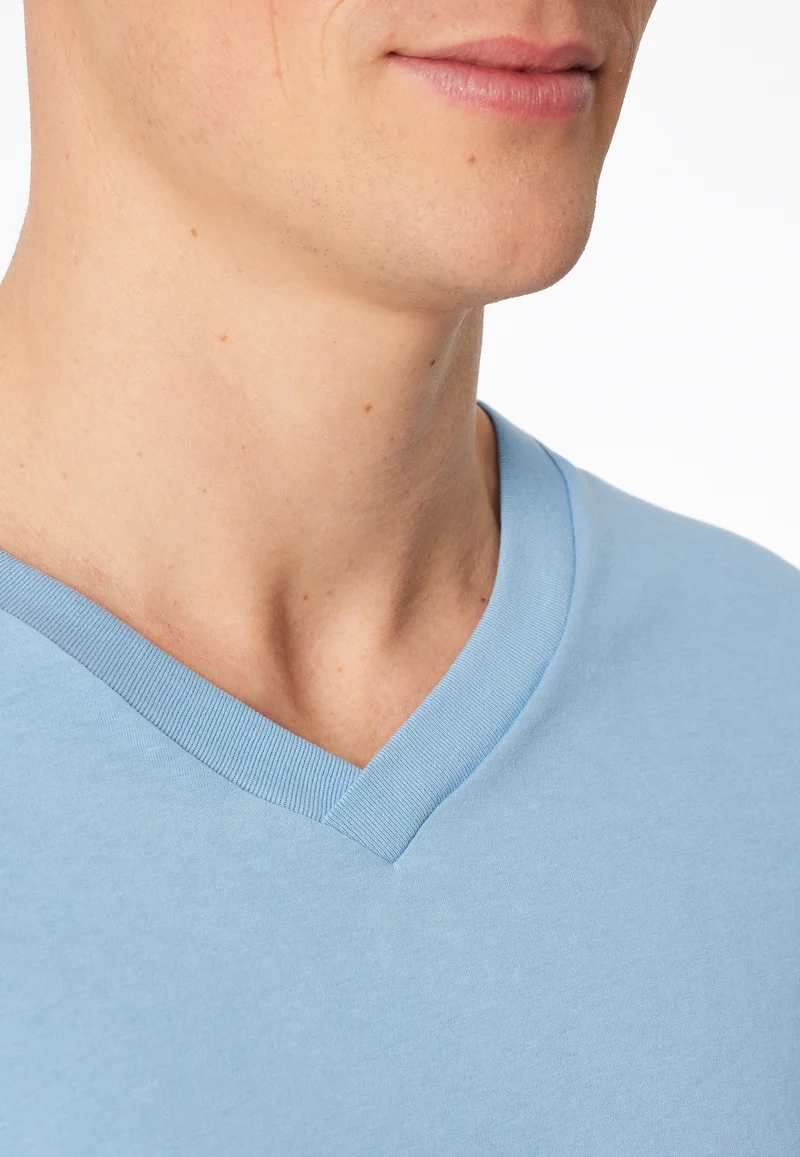 T-Shirt V-Ausschnitt Blau - Mix+Relax