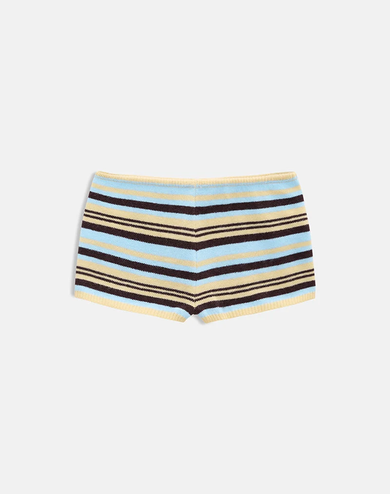 Short Niyara à rayures jaunes, bleues et marron