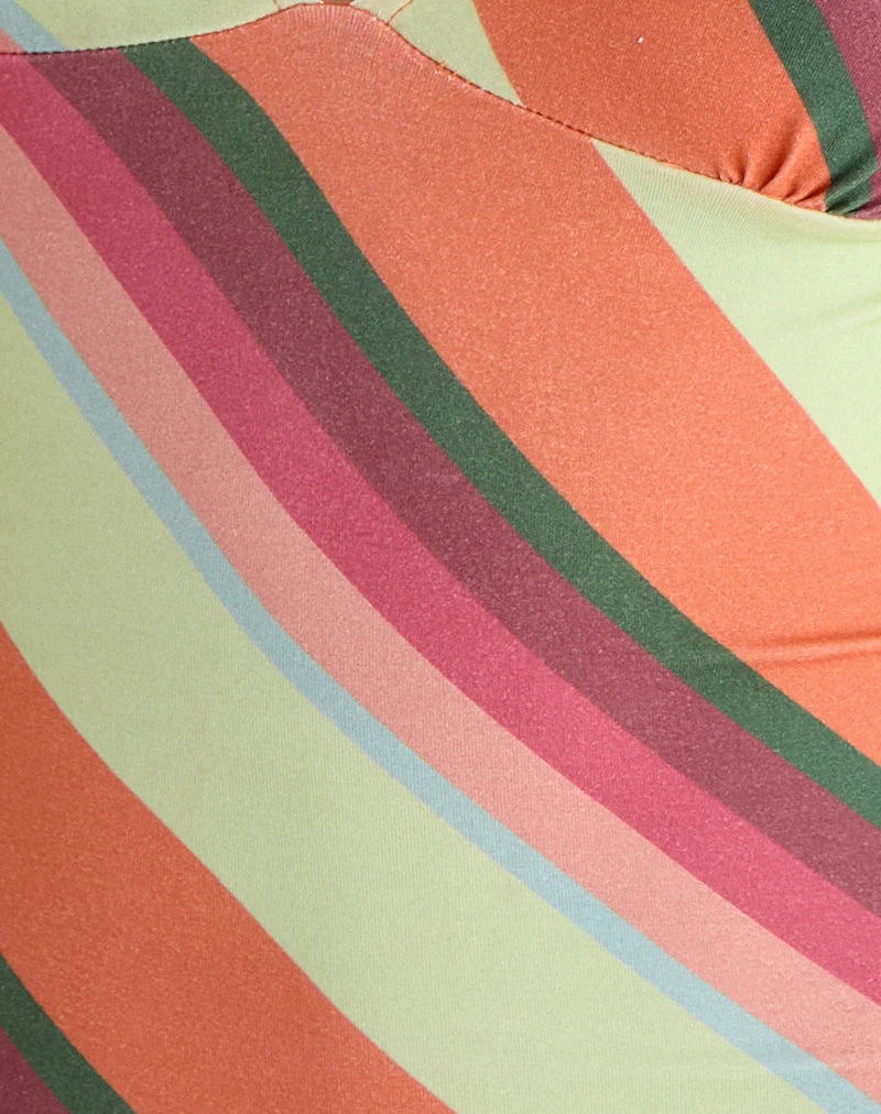 Haut Emberlo à rayures multicolores orange
