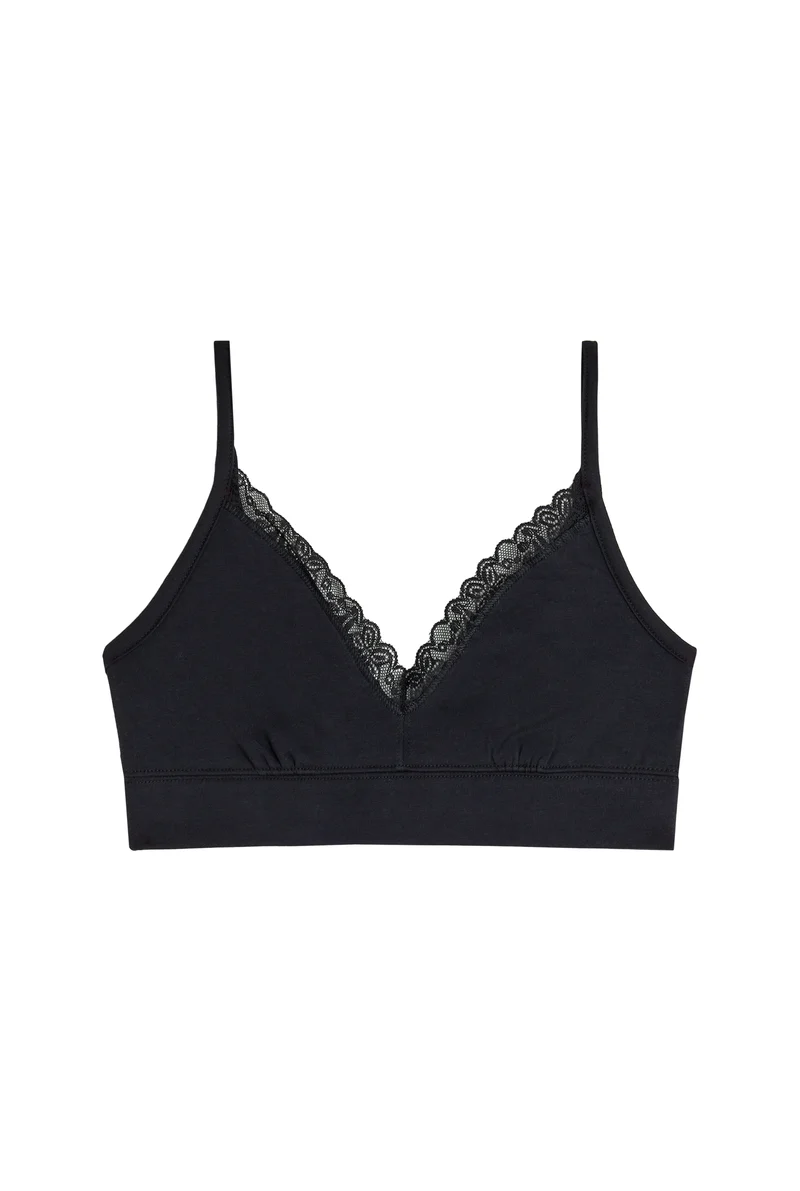 Brassière Coton Dentelle - Noir