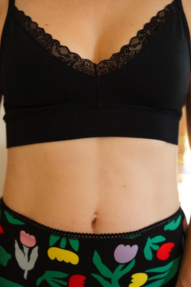 Brassière Coton Dentelle - Noir