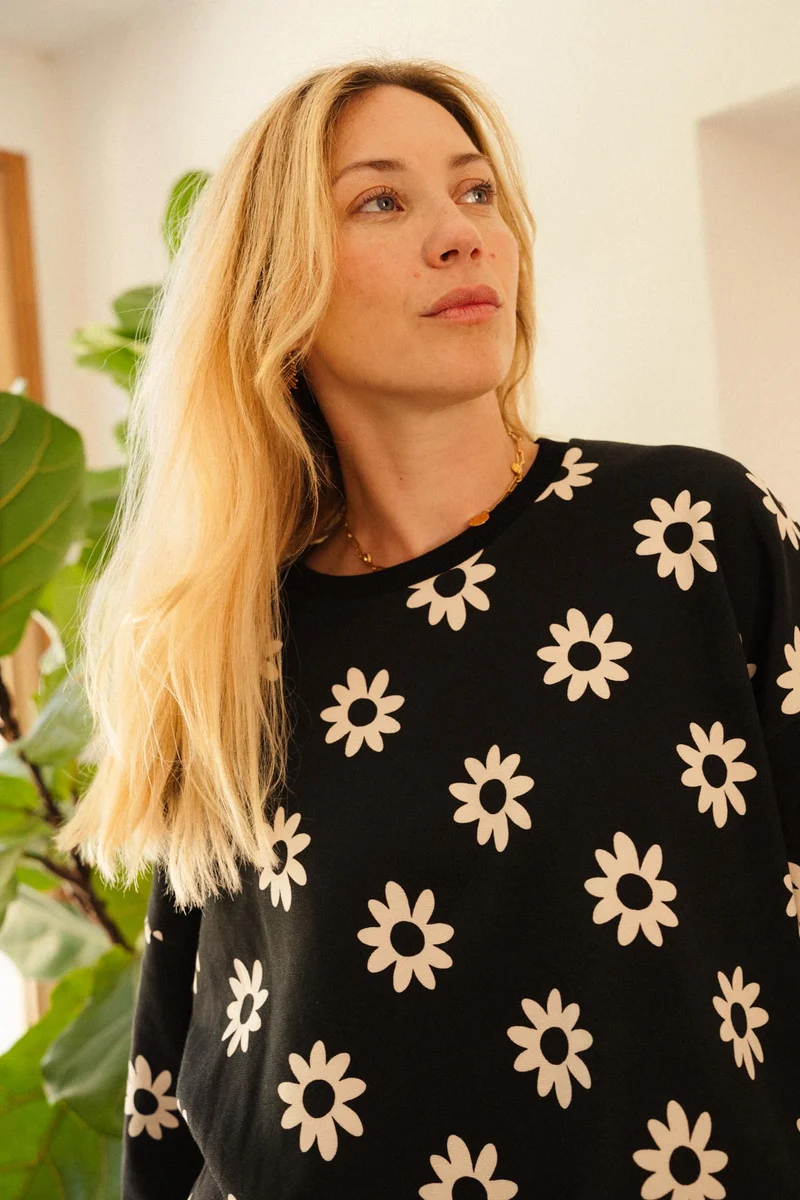 Sweat 100% Coton - Dahlia Noir