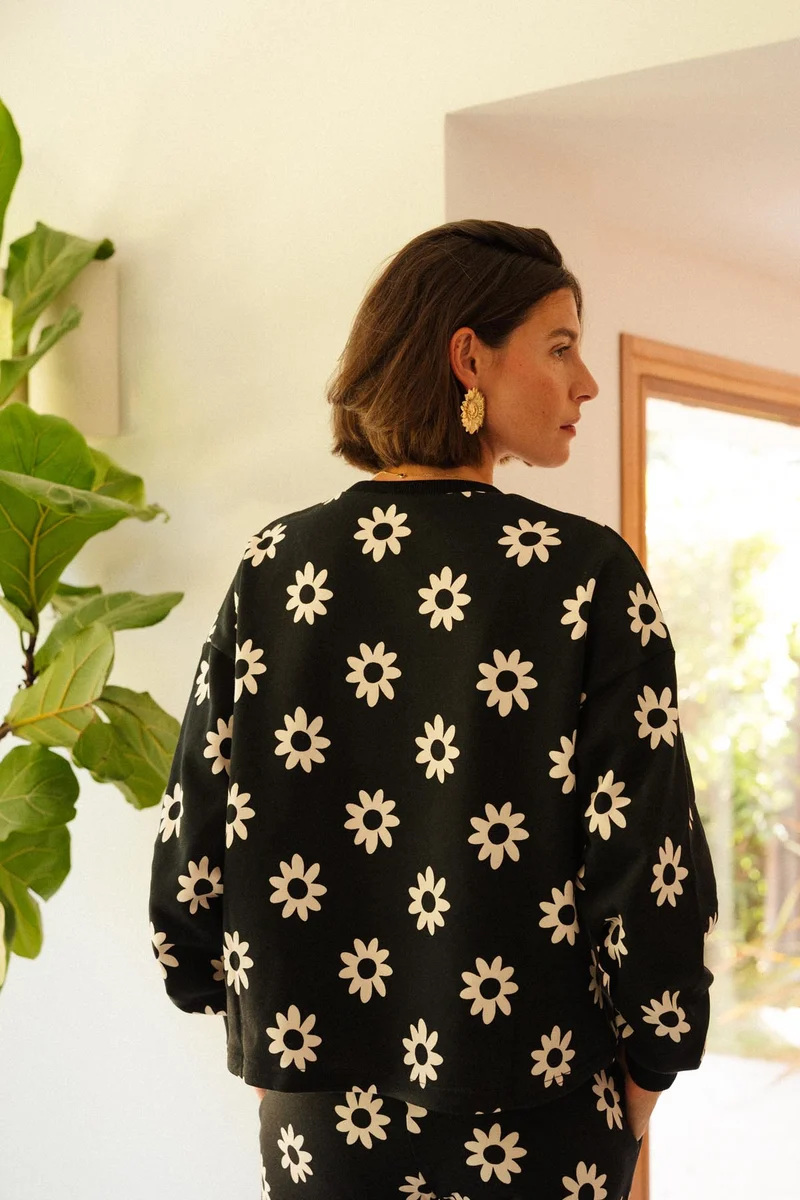 Sweat 100% Coton - Dahlia Noir
