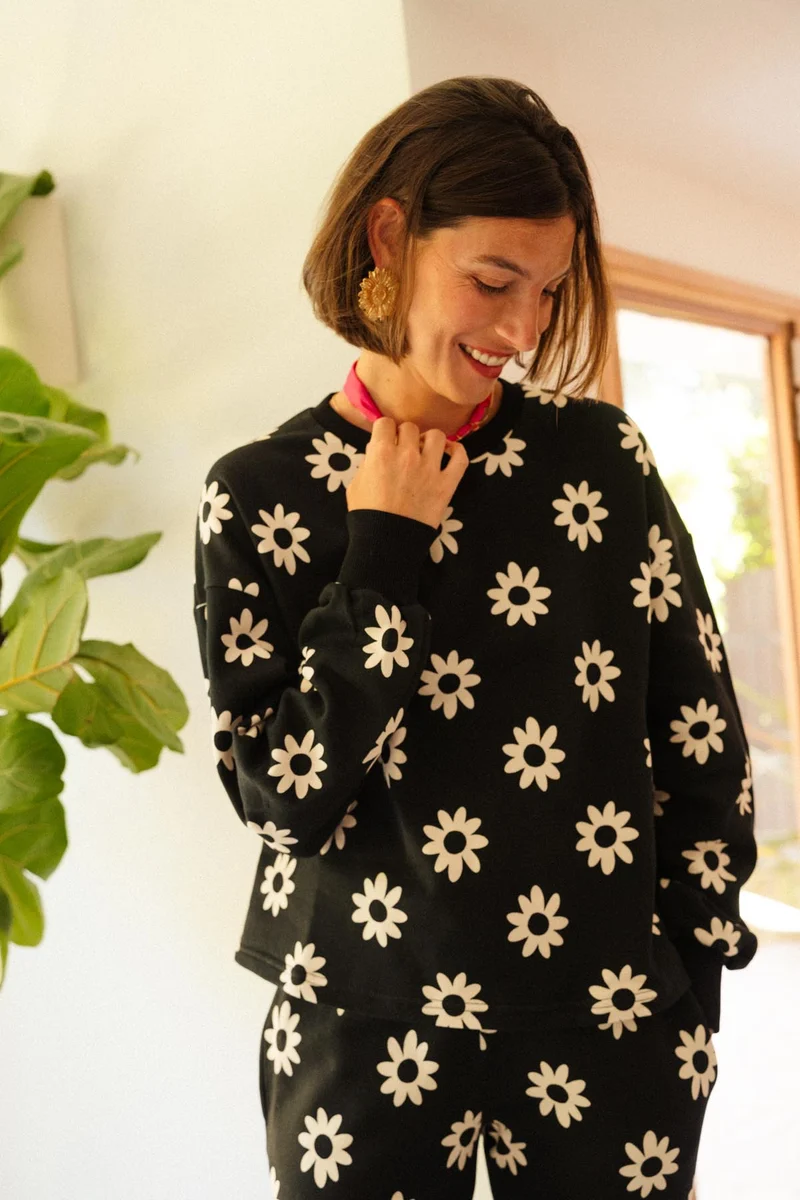 Sweat 100% Coton - Dahlia Noir