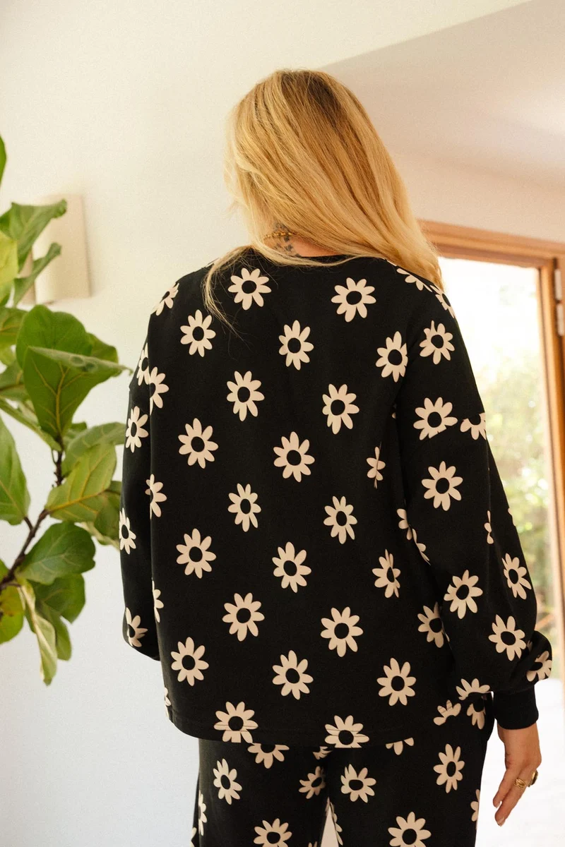 Sweat 100% Coton - Dahlia Noir