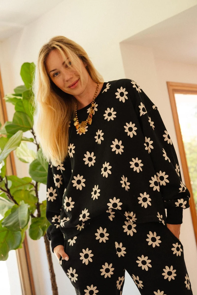 Sweat 100% Coton - Dahlia Noir