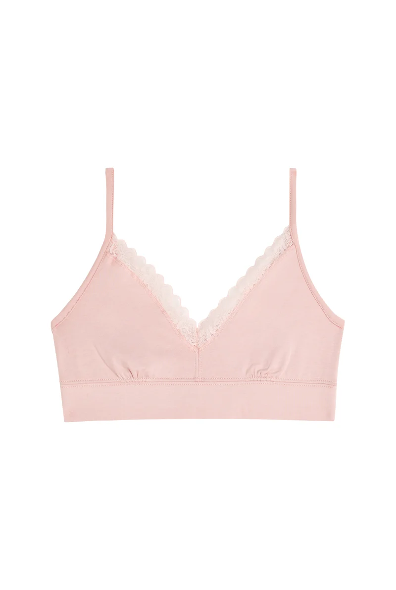 Brassière Coton Dentelle - Rose Blush